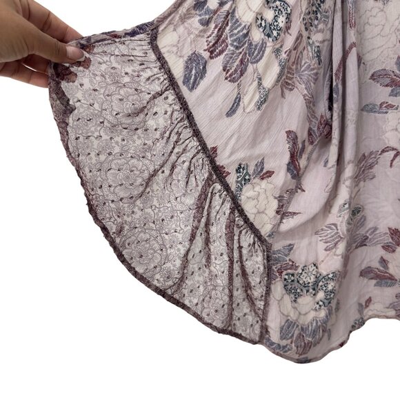 Knox Rose Womens Boho Floral Kimono Cardigan Jacket Size L Burgandy /Pink - Picture 8 of 11